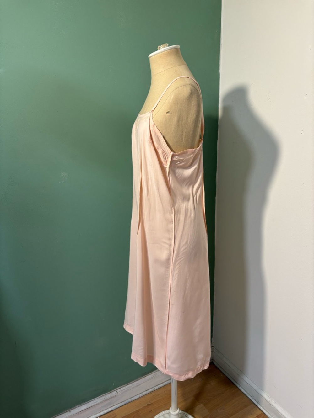 Vintage 1920’s Silk Cotton Blush Lace-Trim Slip - Women's Chemise - Picture 3 of 9